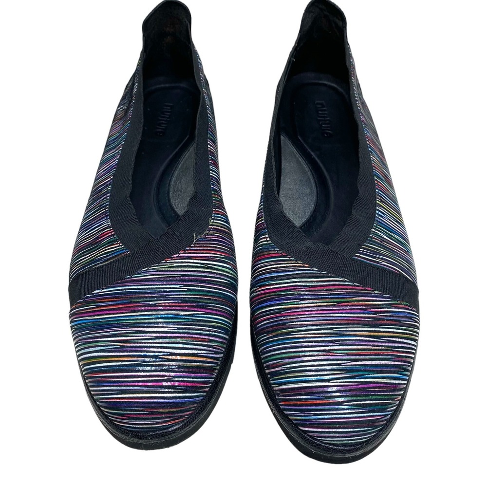 Nurture by Lamaze Kizzie Leather Rainbow Stripe Comfort Flats Women 9.5 Slip On